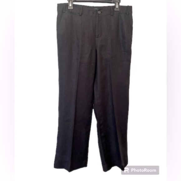 Ralph Lauren Sanderson black dress pants - pleats & lining, wide legs. Size 10 - Picture 1 of 3